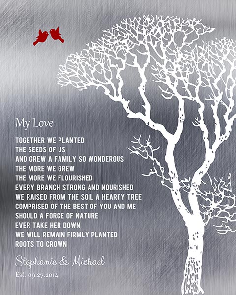 10th Wedding Anniversary Tree Love Poem for Spouse Custom Canvas – Custom Art Print for Michael M