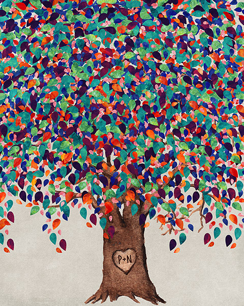 Colorful Willow Tree Art Anniversary Print – Custom Art Print for Nathan R