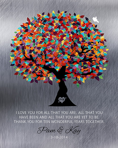 Ten Year Colorful Tree 10th Anniversary – Custom Art Print for Pamela M