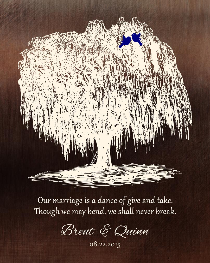 9th Anniversary Willow Art Marriage Poem – Custom Art Print for Quinn F