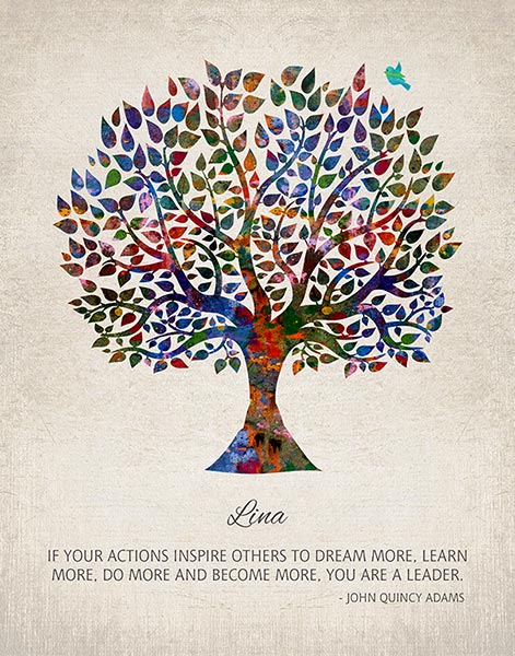 Retirement Gift for Women Watercolor Tree Leadership Quote – Custom Art Print for Rachel L