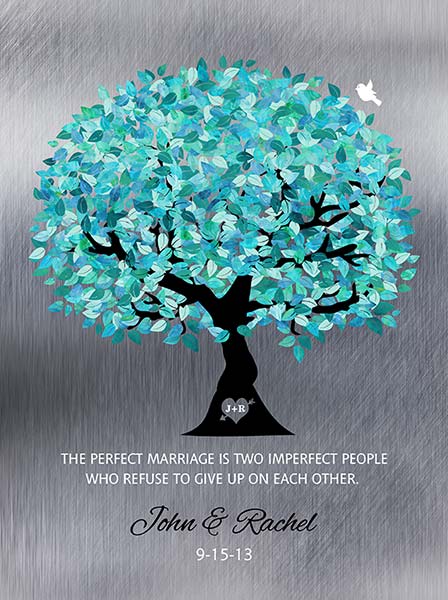 Metal Art Plaque. Tin Anniversary Gift Turquoise Tree on Tin Gift for Husband #1265. Personalized tin anniversary gift for Rachel W.