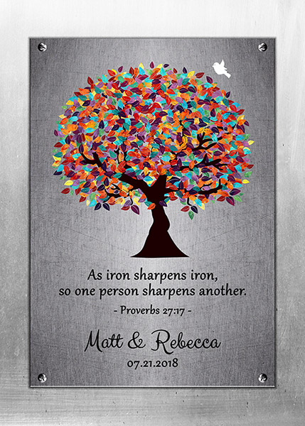 6 Year Anniversary Iron Sharpens Iron Proverb – Custom Art Print for Rebecca L