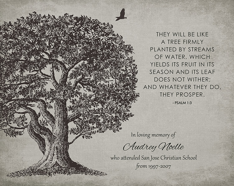 Oak Tree Memorial Poem Rememberance Plaque – Custom Art Print for Ron J