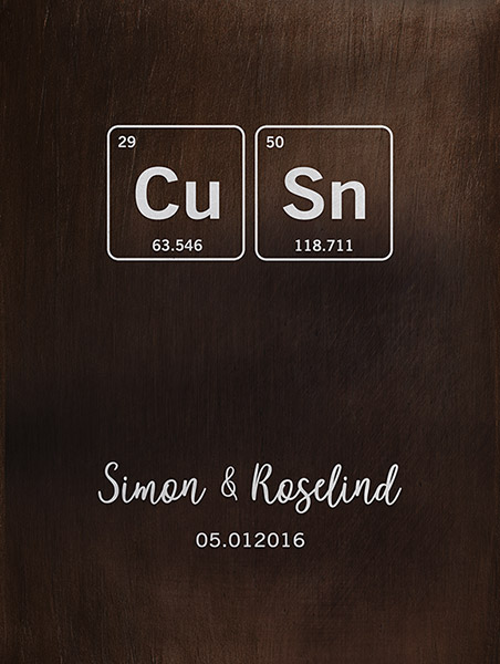 8 Year Anniversary Periodic Table Elements Copper Tin – Custom Art Print for Roselind R