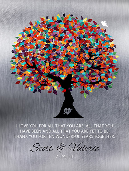 Tin Annviversary Colorful Tree Ten Years Together – Custom Art Print for Scott F