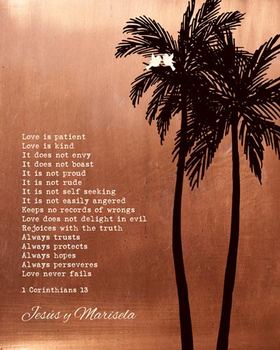 Copper Palm Trees Corinthians Memorial Art – Custom Art Print for Steve G