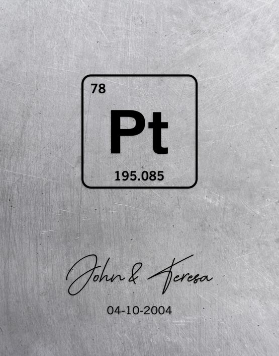 Platinum Anniversary 20 Years Periodic Table Element – Custom Art Print for Teresa L