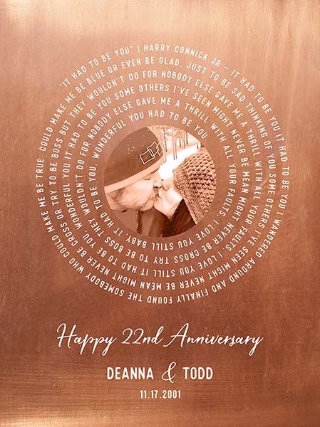 Personalized 22nd anniversary gift Metal Art Plaque