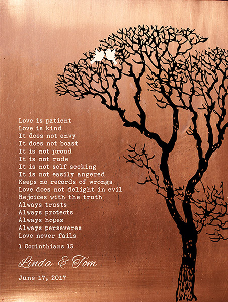 1 Corinthians 13 Copper Anniversary 7th Year – Custom Art Print for Thomas A