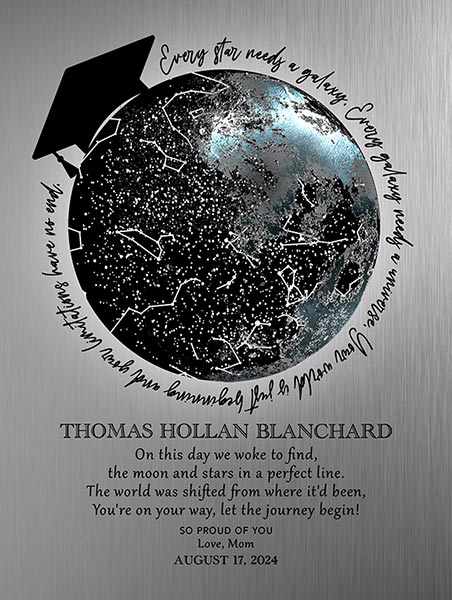 Star Map and Moon Phase College Graduation Gift for Student – Custom Art Print for Thomas B