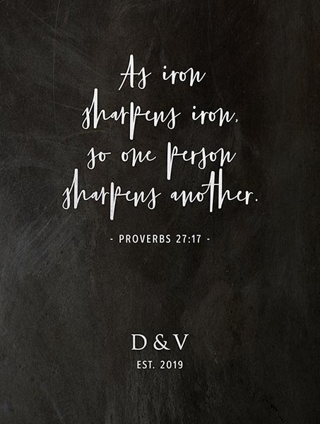 6th Anniversary Iron Sharpens Iron Proverbs 27:17 – Custom Art Print for Victoria V